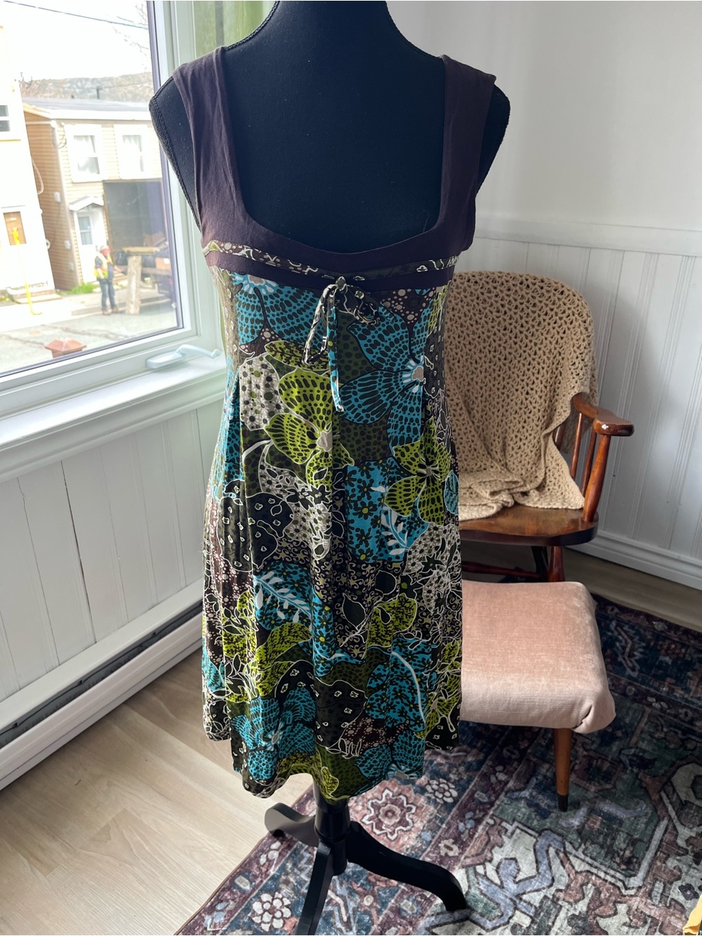 Y2K Floral Empire-Waist Dress - large fit